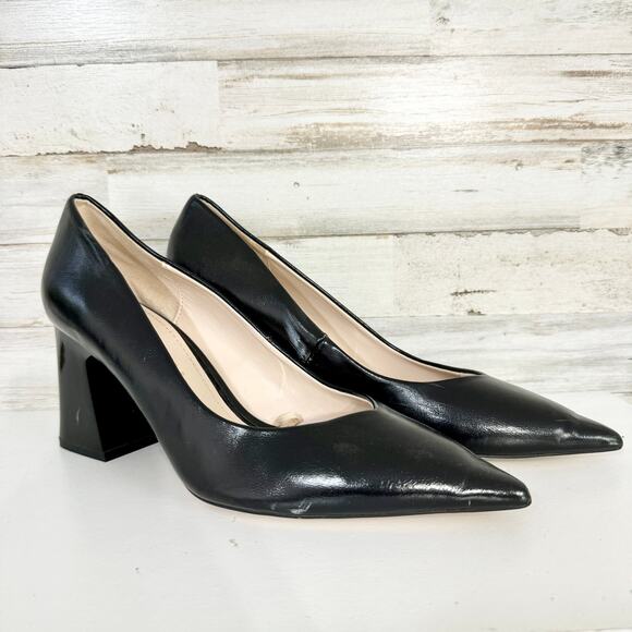 Zara Women Black Patten Leather Pump Business Women Heels Size 39/8.5 - Picture 6 of 7
